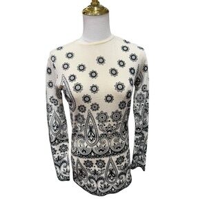 Vintage Sherman Clarke Mod Paisley Knit Blouse 60s Cream Black